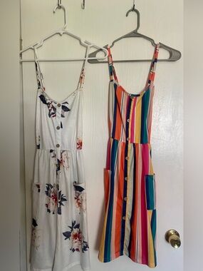 Colorful Striped & Floral Button-Front Sundress